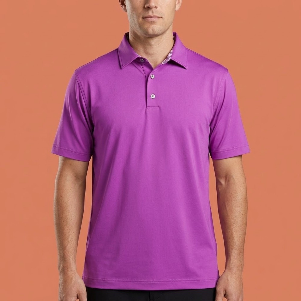 FootJoy FJ Performance Polo Shirt Mens Large L Purple Performance Mesh EUC